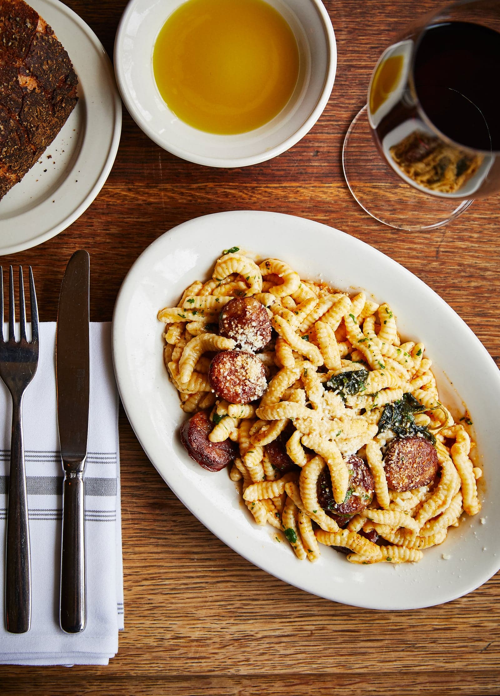 Cavatelli with Hot Sausage & Browned Sage Butter at Frankies 457 Spuntino