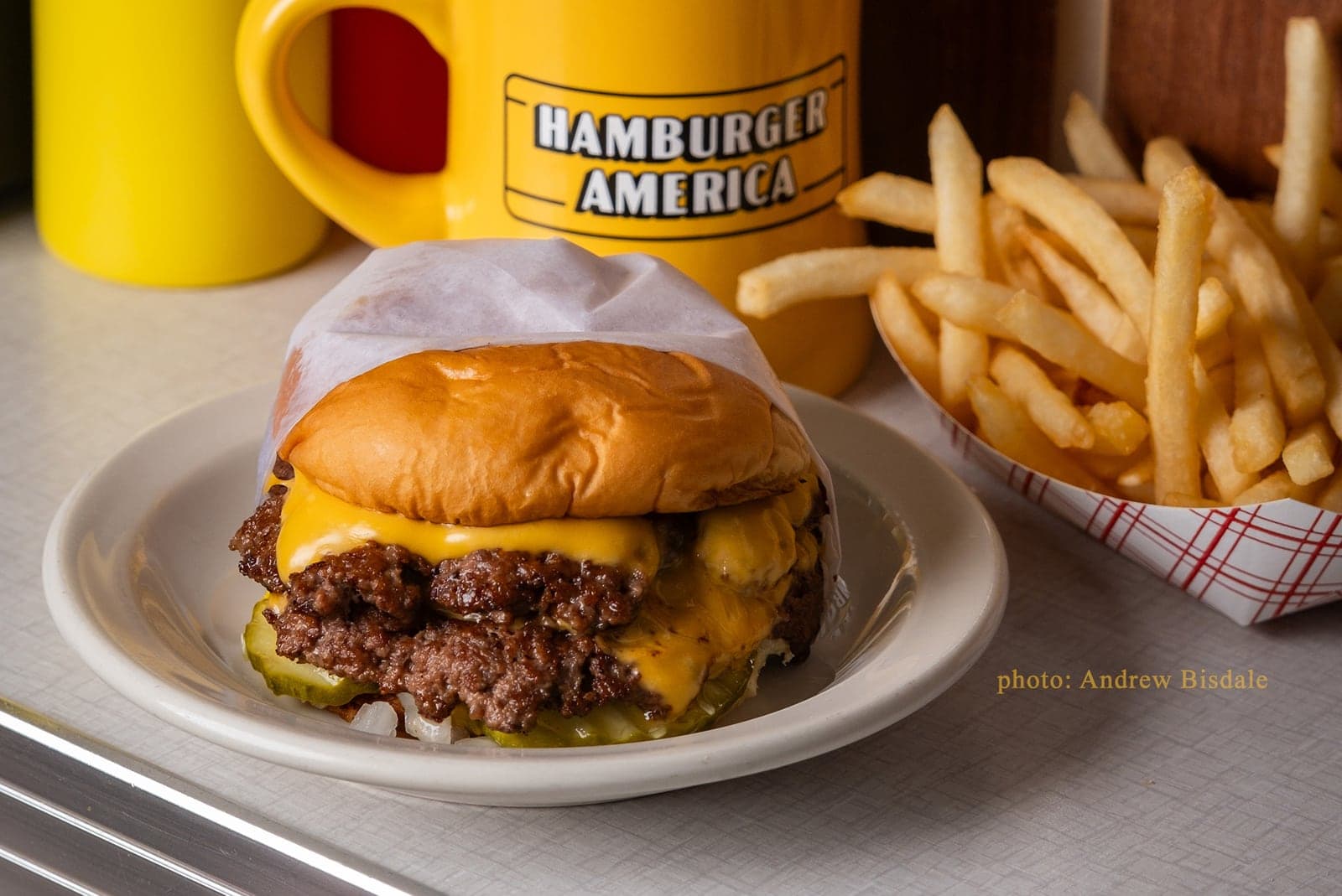 George Motz's Fried Onion Burger at Hamburger America